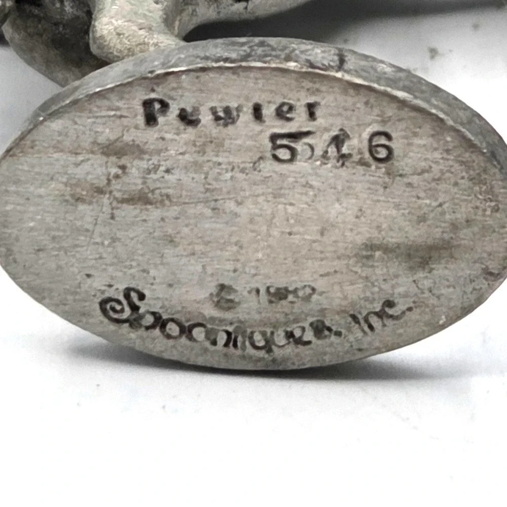 Genuine Spoonique Small Pewter‎ Heart Horse Wings Pegasus 1982 Crystal Ball